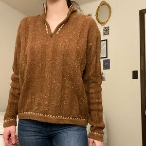Women’s Woolrich Brown Half Zip Sweater